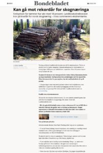 Snittprisen for tømmer har økt med 18 prosent. Landbruksdirektoratet tror på knallår for norsk skognæring – tross sommerens ekstremtørke.