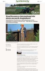 Håkan Ekström i Wood Resources International mener norske skogbedrifter må begynne å investere mer. – Ellers blir det vanskelige å være konkurransekraftige.